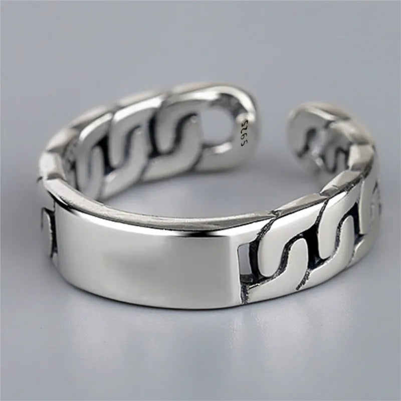PANJBJ 925 Sterling Silve Multilayer Irregular Geometric Ring for Women Simple Charm Retro Jewelry Gift