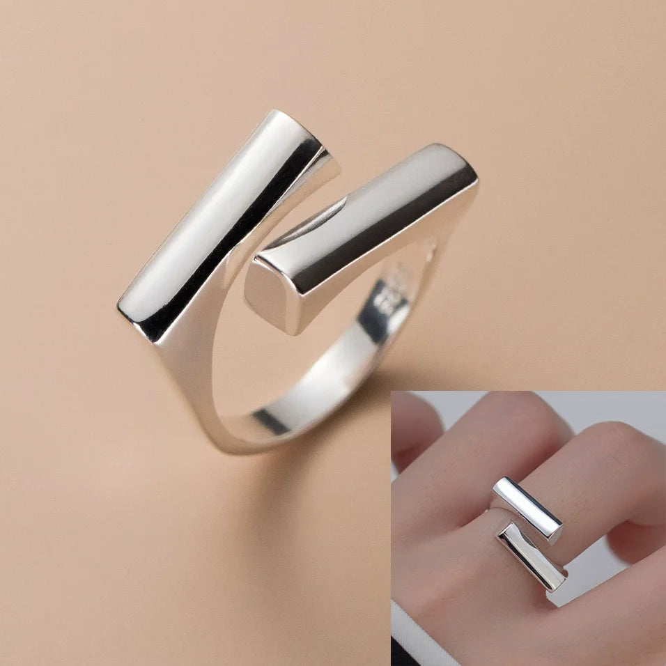 VENTFILLE 925 Sterling Silber Unregelmäßiger Ring | Geometrischer Minimalistischer Schmuck für Frauen