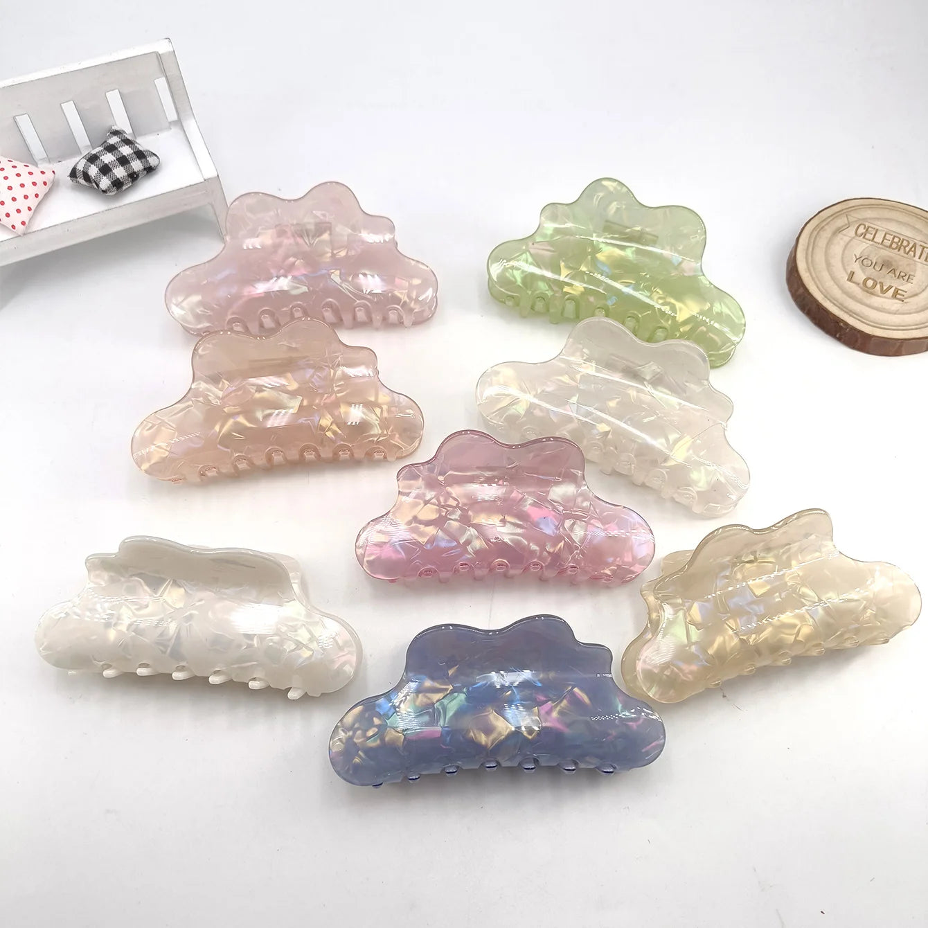 Fantasy Color Mermaid Color Cloud Shape Hair Clip Grab Clip Imitation Acetate Hair Clip Shark Claw H