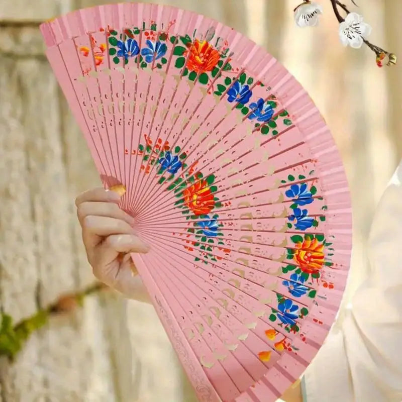 Folding Fan for Dancing and Decoration | Spanish Hand Crafted Wood Fan detail view