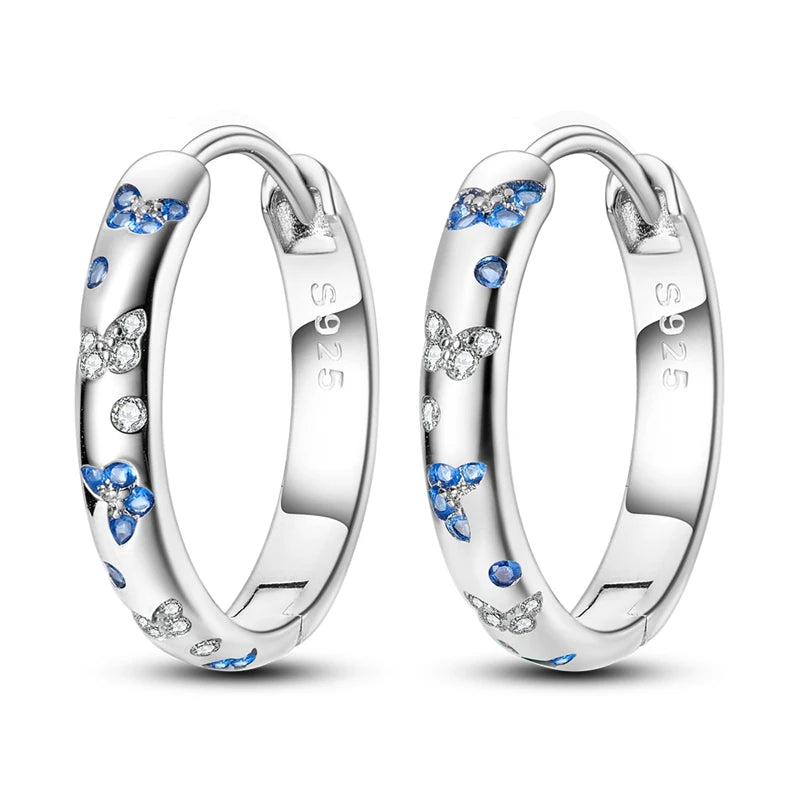 Hot Sale 925 Sterling Silver Heart Earrings Fit Original Charms Hoop Earrings For Women Girls Stud Earring Fine Jewelry Gifts