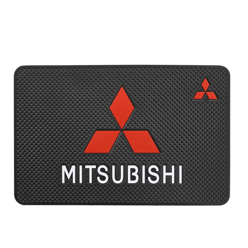 PVC Car Emblem Non-Slip Mat Dashboard Pad | Mitsubishi L200 ASX Pajero close-up view