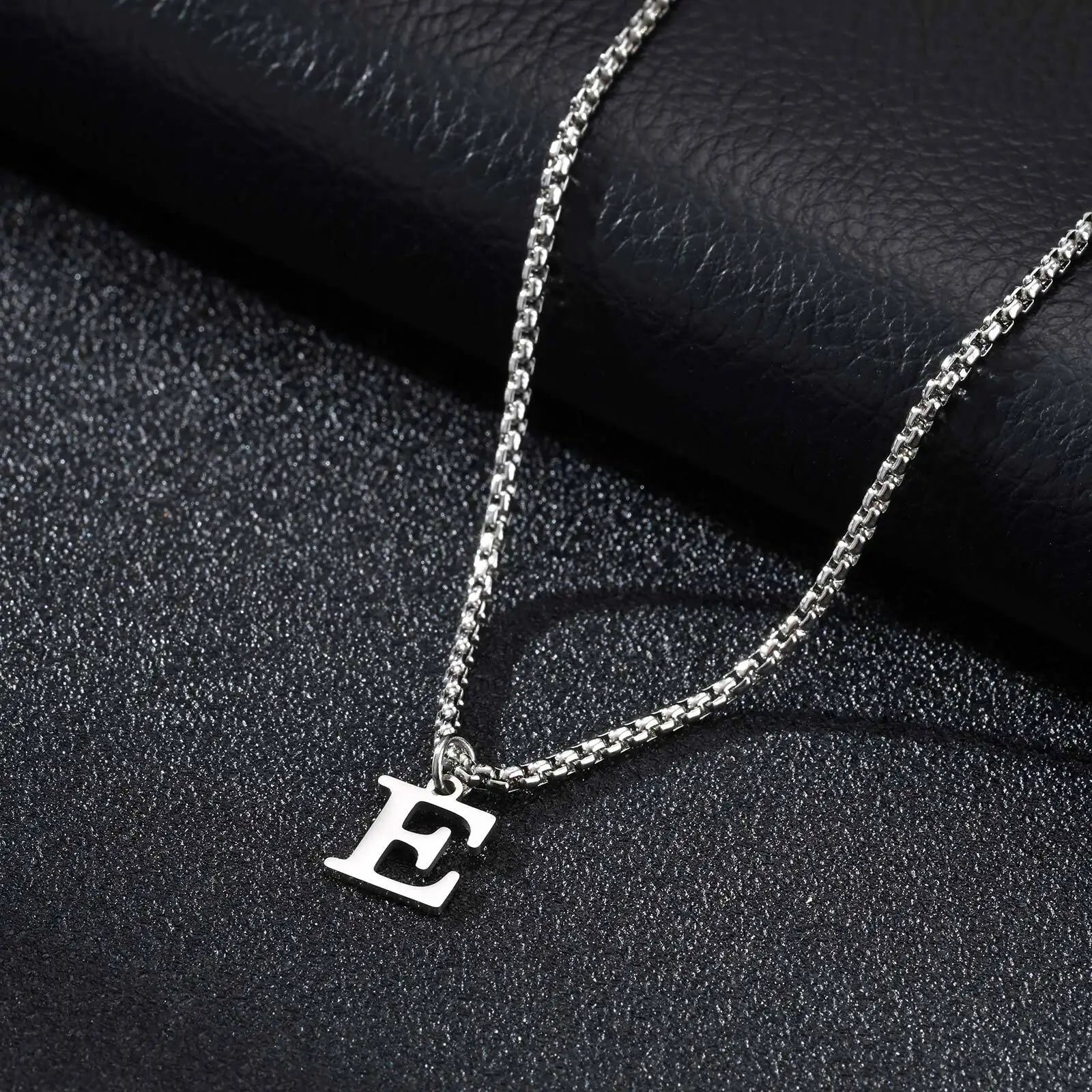 Minimal A-Z Initial Necklace for Men | Stainless Steel Letter Pendant detail view