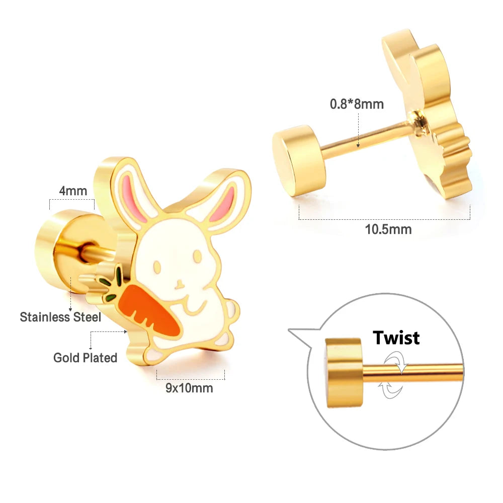 Cute Acrylic Animal Stud Earrings | Surgical Steel Hypoallergenic Earrings for Wome additional angle