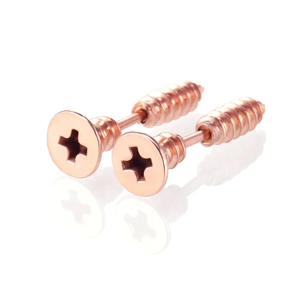 2pcs Fashion Punk 316L Stainless Steel Nail Screw Stud Earring for Women Men,Cartil additional angle