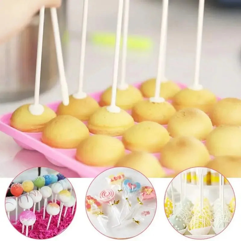 50/100Pcs Chocolate White Acrylic Lollipop Stick Great Reusable Candy Dessert Bakewar alternate view