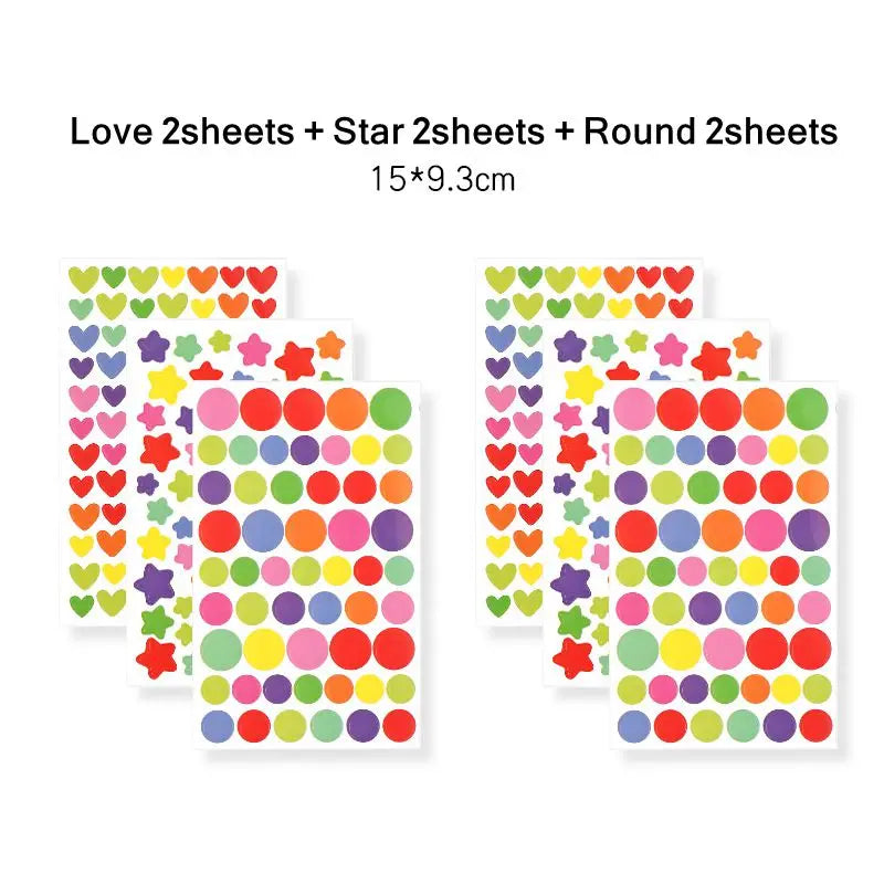 6 Sheets Colorful Sticker Set | Self-adhesive Letters, Numbers, Stars, Hearts, Dots f lifestyle view