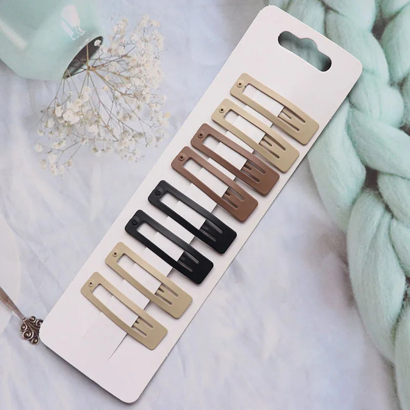 8Pcs/set Japanese Korean New Coffee Color Matte Bb Clip Metal Bangs Broken Hairpin DIY P detail view