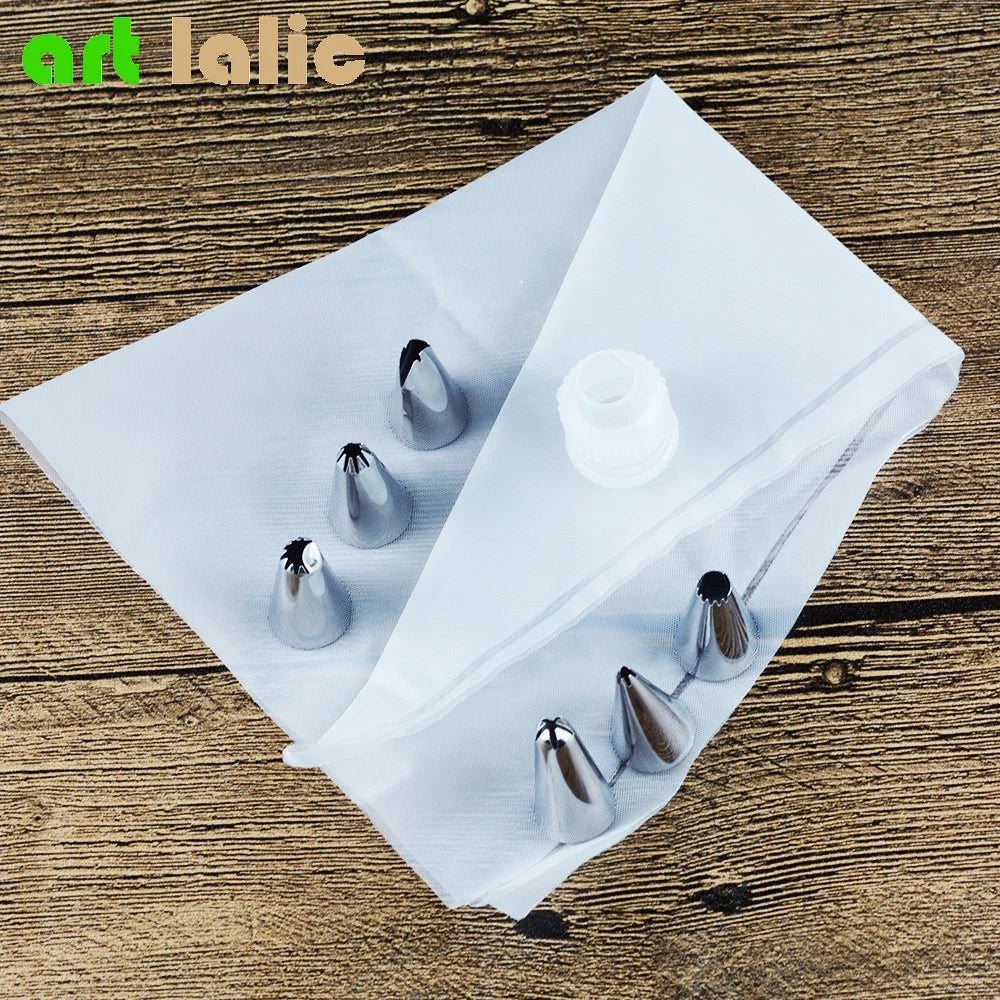 Silicone Piping Bag Set with 6 Nozzles | DIY Cake Decorating Kit close-up view