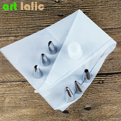 Silicone Piping Bag Set with 6 Nozzles | DIY Cake Decorating Kit close-up view