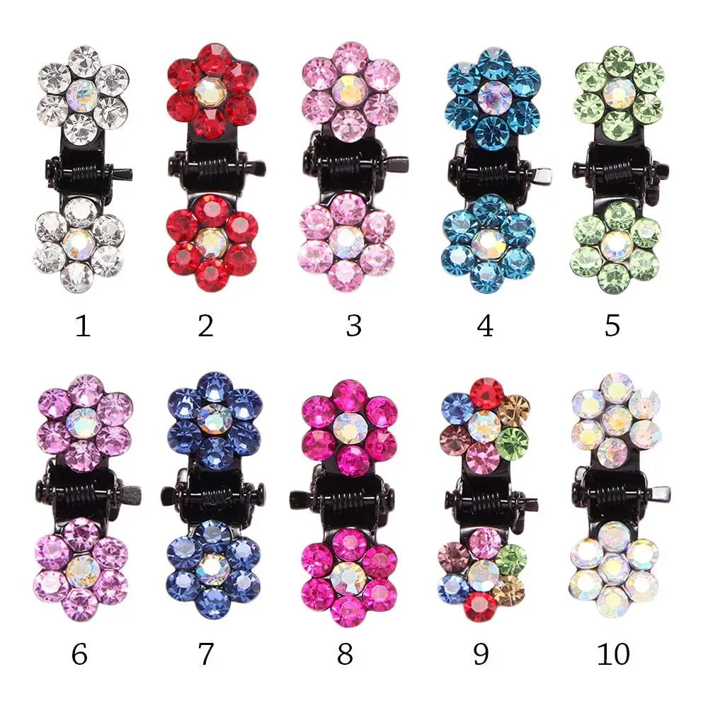 12Pcs Fashion Small Cute Crystal Flowers Metal Mini Hair Claws Hair Clips Girls Hai additional angle