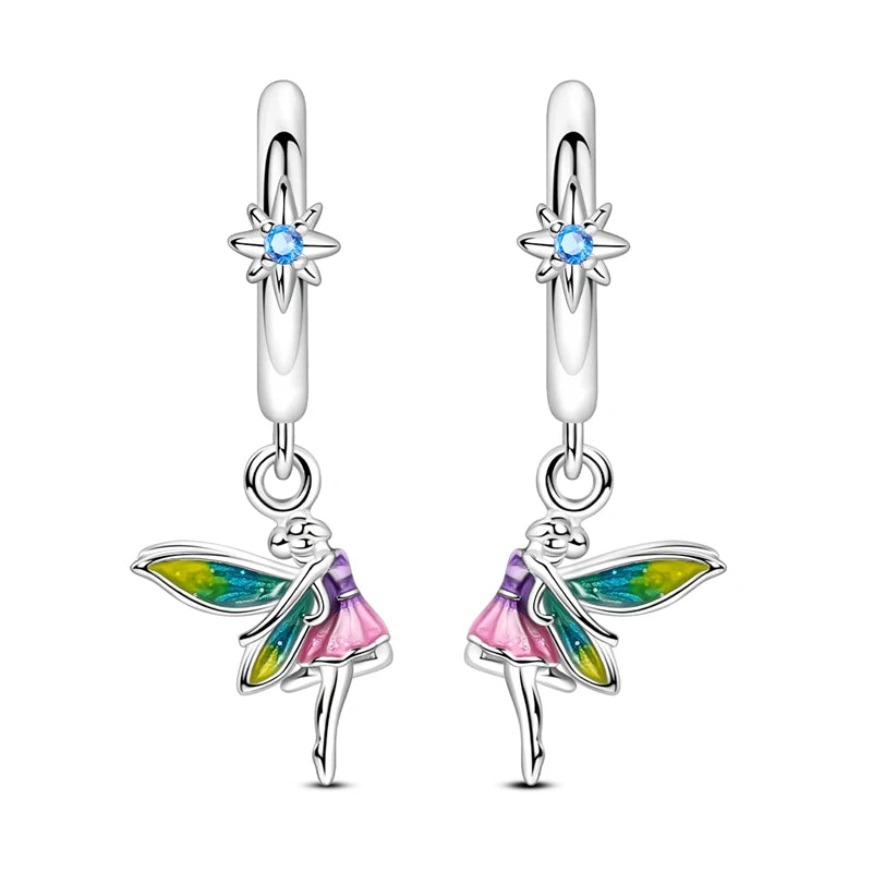 Silver Wine Cup Butterfly Women Earrings Brilliant Wedding Engagement Star Earrings additional angle