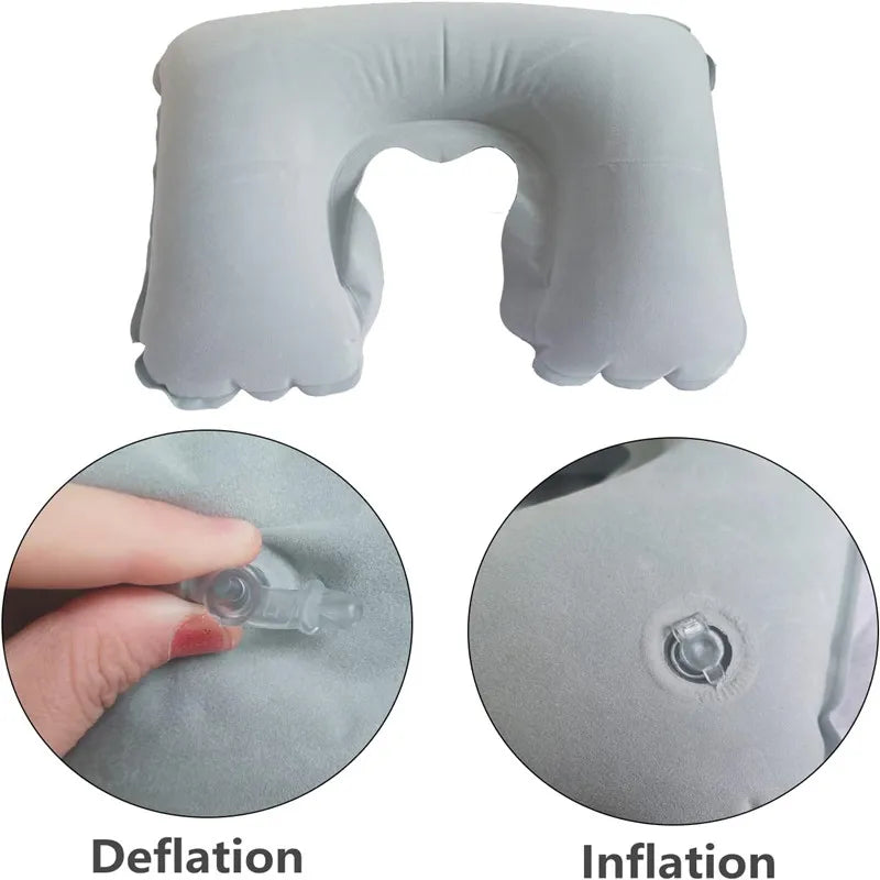Portable Inflatable Travel Neck Pillow | U-Shape Air Cushion for Airplane detail view