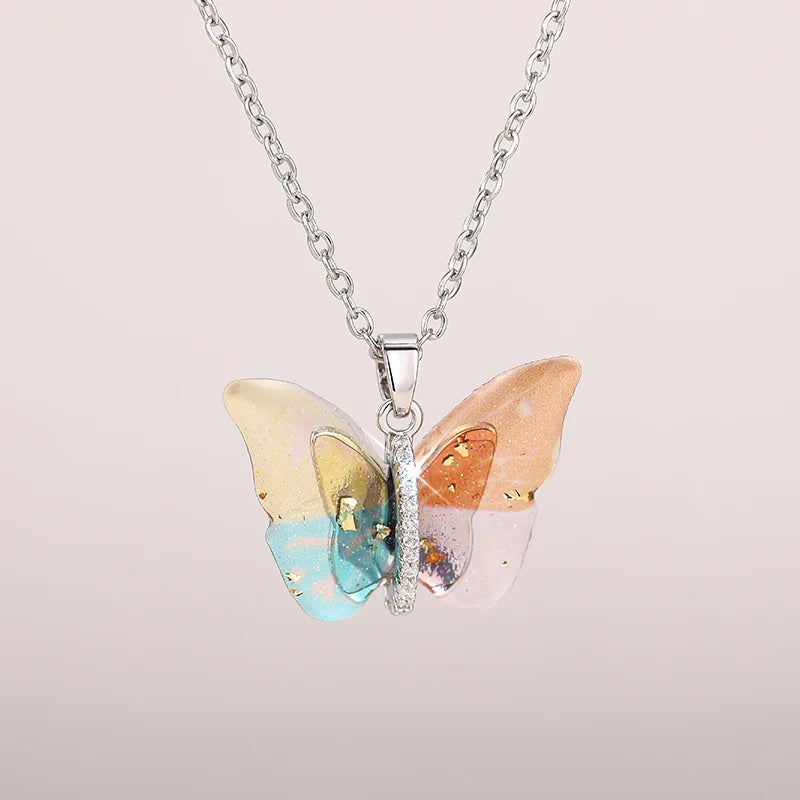 Huitan Butterfly Pendant Necklace for Women Fashion Party Daily Cute Animal Accessori lifestyle view