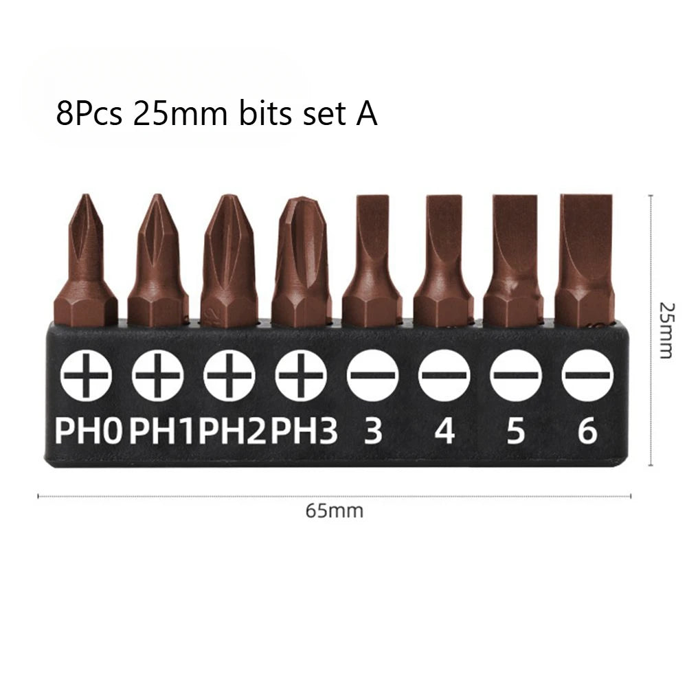 1/4 Screwdriver Bits Set 25mm 50mm S2 Alloy Steel | Professional DIY Hand Tool Kit close-up view