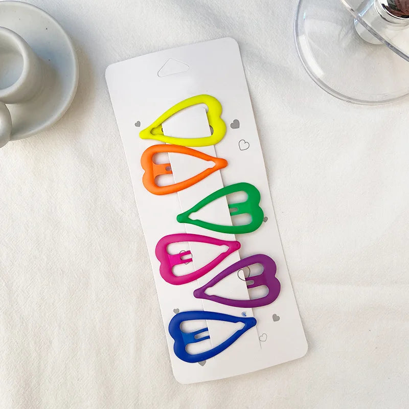 6pcs Neon Color Metal Hairpins Women Girls Geometric Big Size Hair Clips Spring Sum additional angle