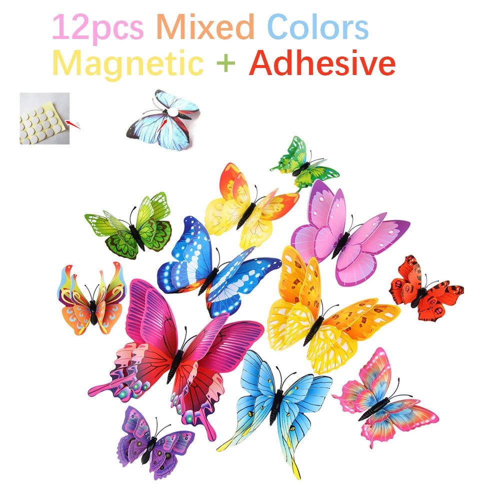 3D Butterfly Wall Stickers | 12/24pcs Magnetic Decor for Refrigerator and Walls alternate view