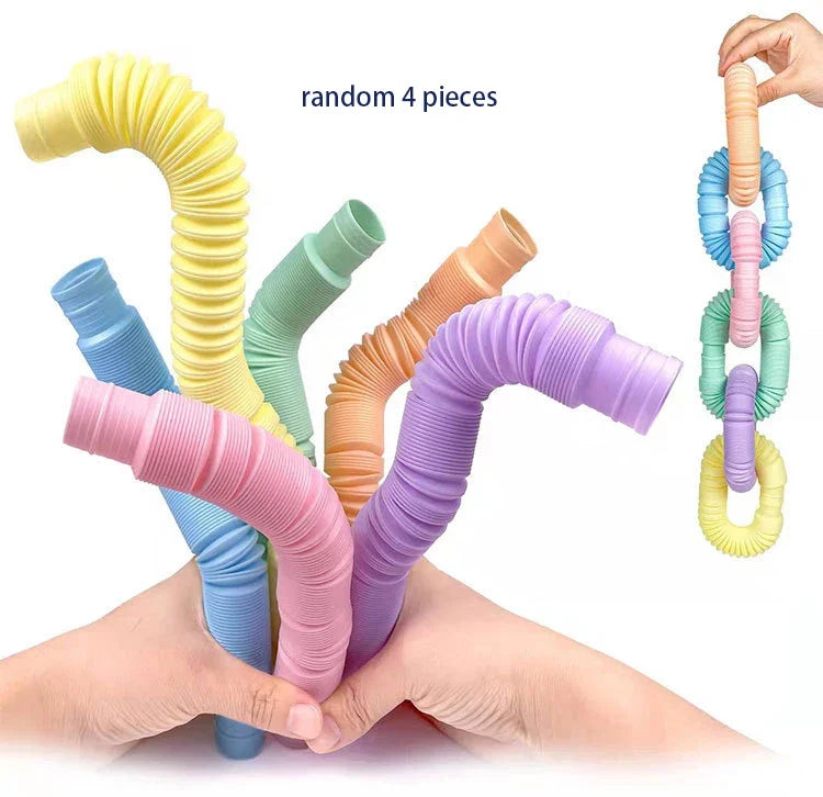 4 Pack Pop Tube Sensory Fidget Toy 4pcs Random Colorful Heavy-Duty for Construction additional angle