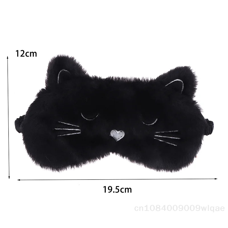 Solid Color Plush Sleep Mask for Naps | 3D Cute Blackout Eye Cover with Adjustable St alternate view