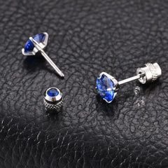 CZ Stud Earrings for Men Women,Hypoallergenic Stainless Steel Round Cubic Zirconia Stud detail view