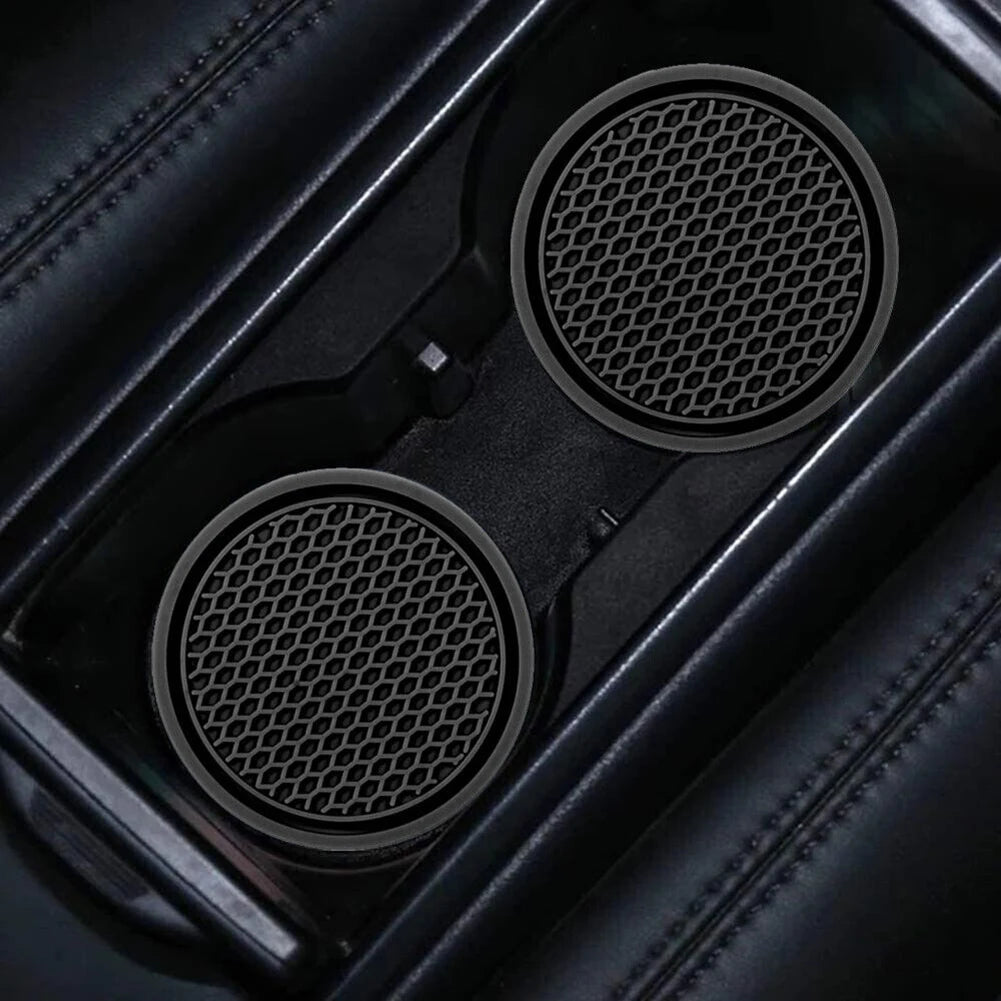 Black Car Cup Holder Coasters 2 Pcs Anti Slip detail view