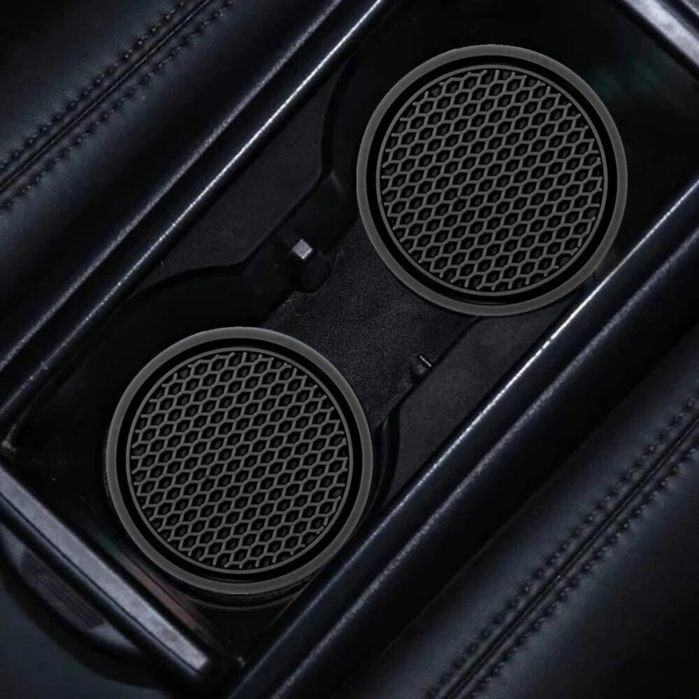 Black Car Cup Holder Coasters 2 Pcs Anti Slip detail view