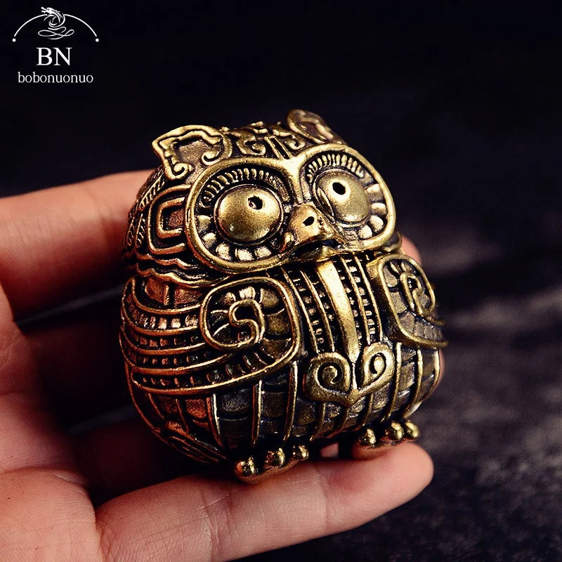 Antique Owl Incense Burner | Vintage Copper Home Decor and Desk Ornament alternate view