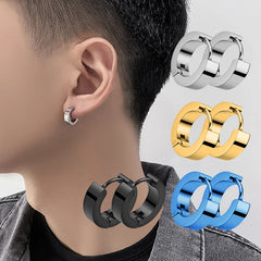 1 Pair Men Women Punk Stainless Steel Ear Circle Earring Simple Ear Buckle Gothic Fashio detail view