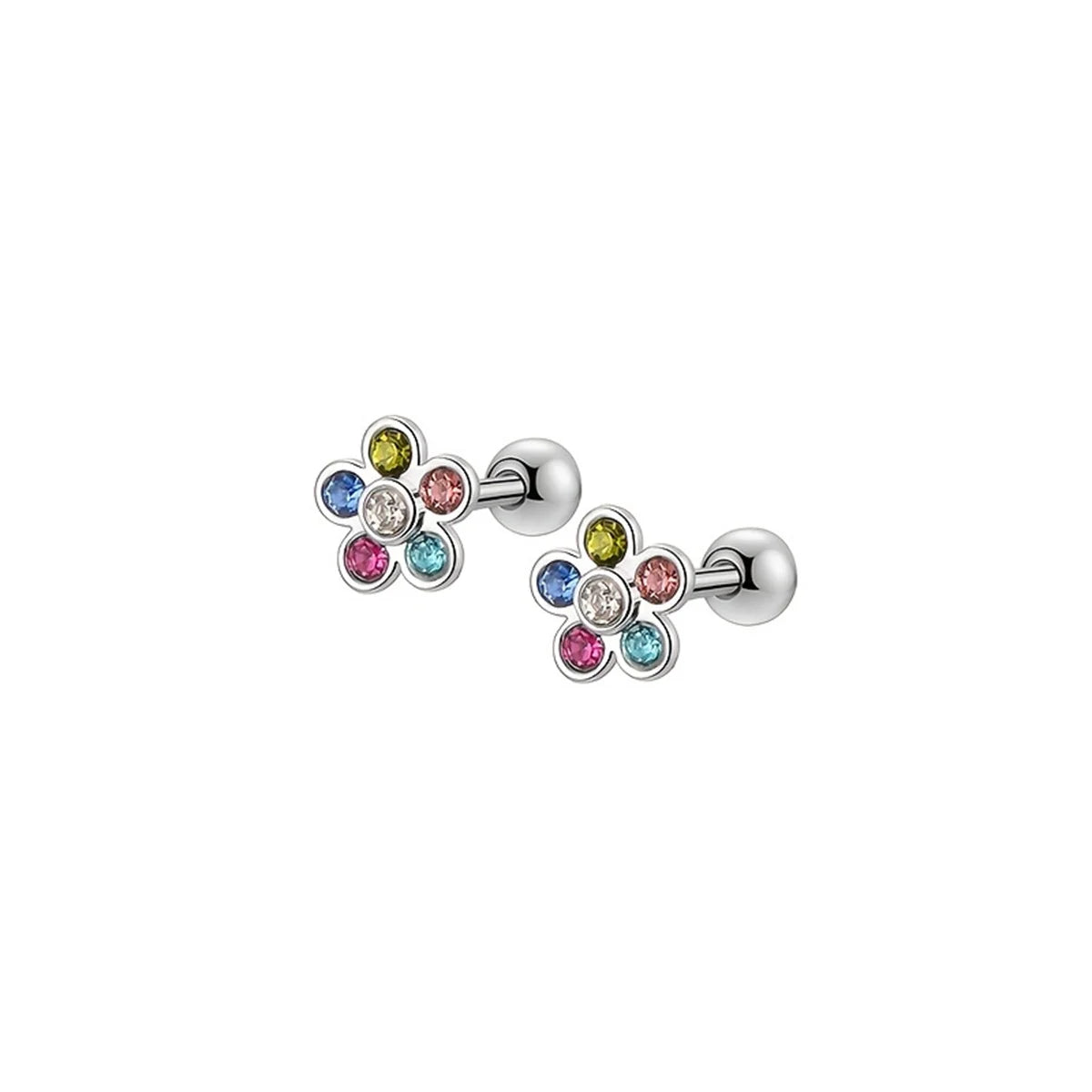 EVISPOL 2-12pcs 316L Stainless Steel Screw Back Stud Earrings Butterfly Heart Flower C close-up view