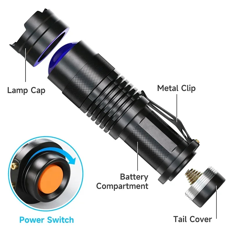 UV LED Flashlight 395nm Blacklight | Portable Pet Urine Detector & Scorpion Finder alternate view
