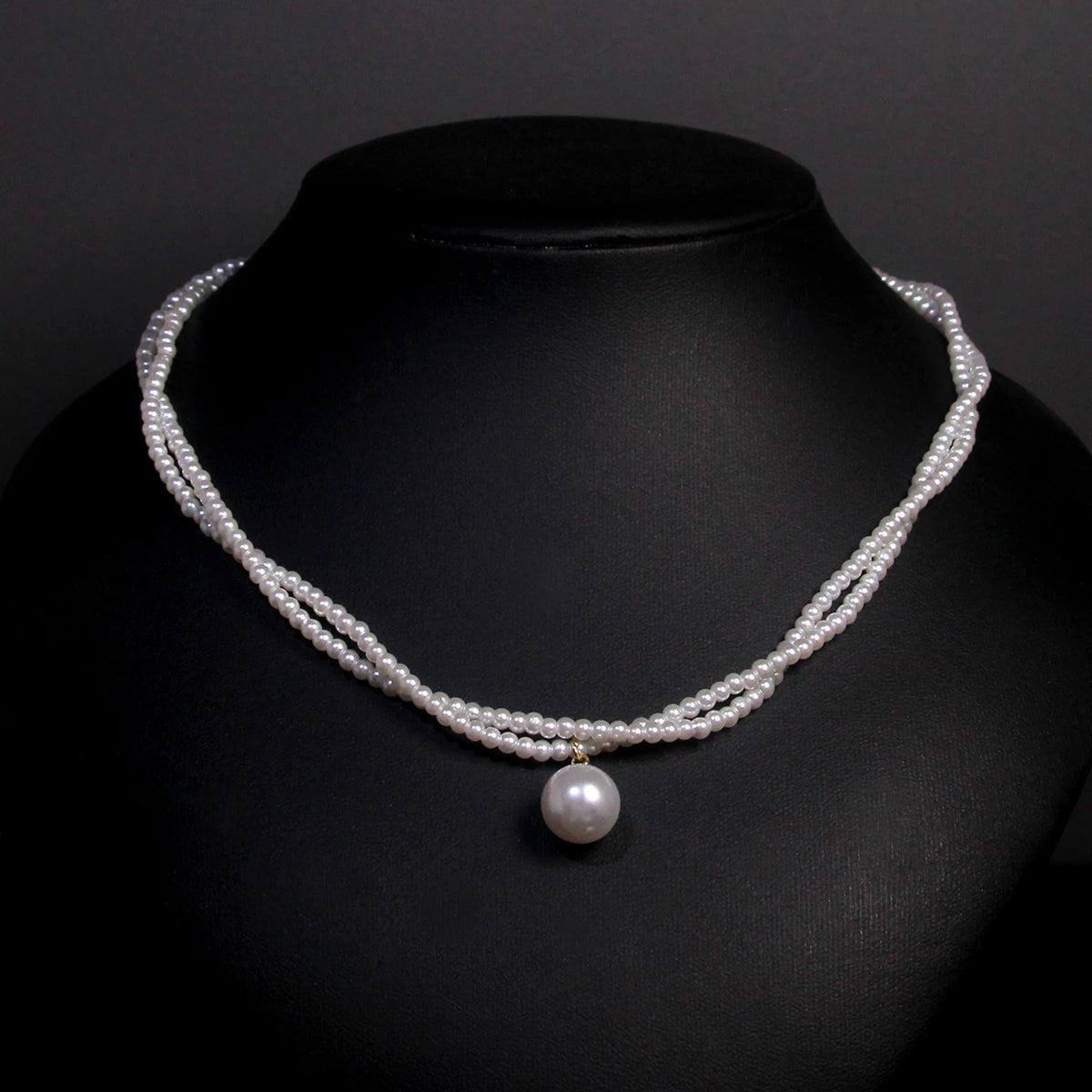 New Women's Fashion Pearl Necklace French Vintage Pearl Necklace Double Lock Bone Chain Collar Jewel