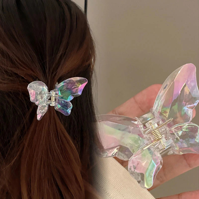 Acrylic Butterfly Hair Claw Crystal Simple Transparent Hair Clip Claw Clamp Korean Fashion Headwear Girls Women Hair Accessories