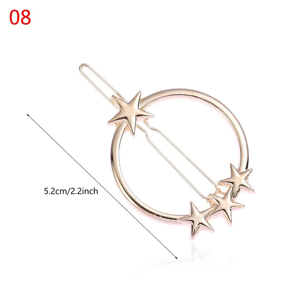 1PC Geometric Ponytail Hairpins Bobby Pins Knot Hair Clip Star Heart Barrettes Metal lifestyle view