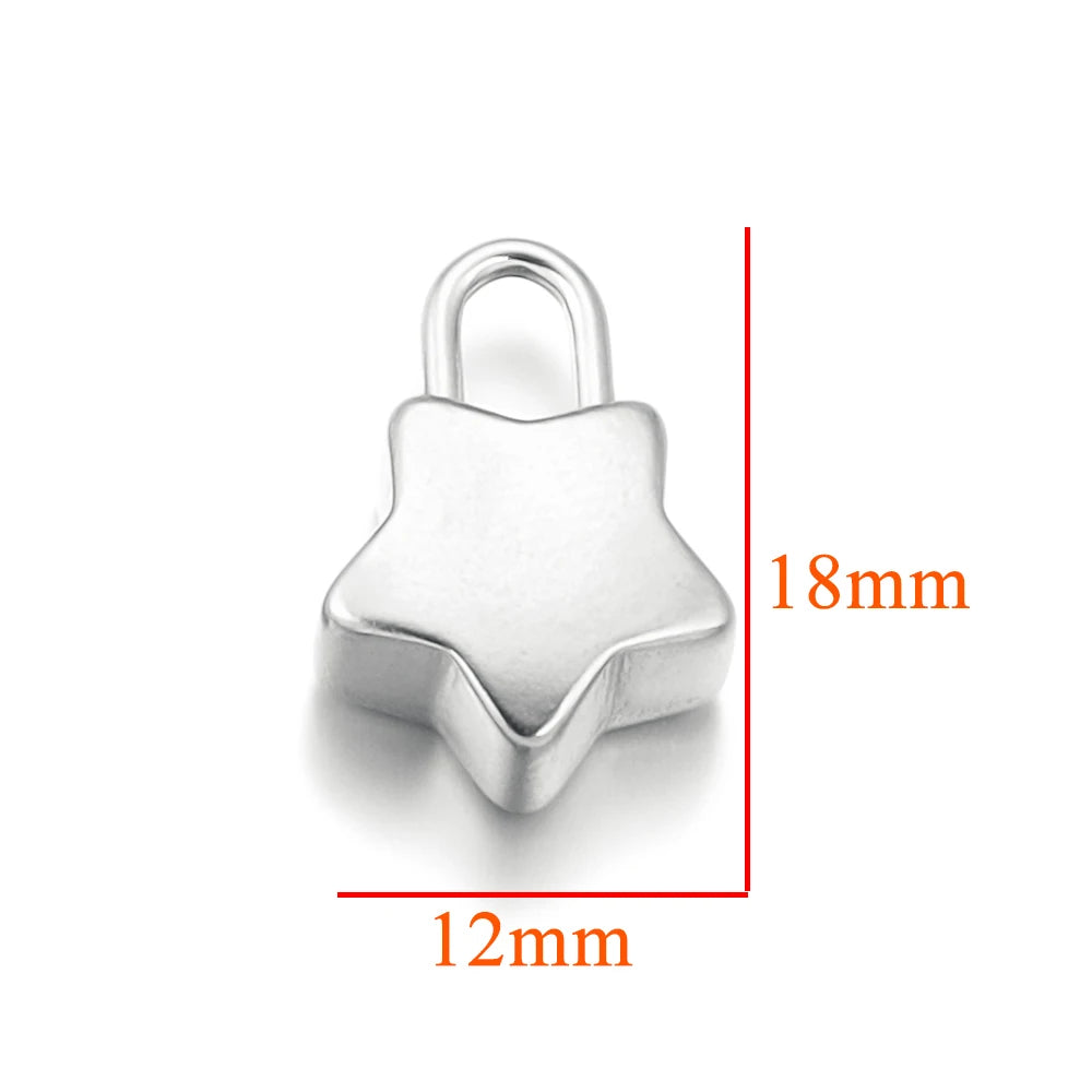 5pcs Stainless Steel Heart Lock Key Gold Plated Love Pendant Punk Hip Hop for DIY Neck close-up view