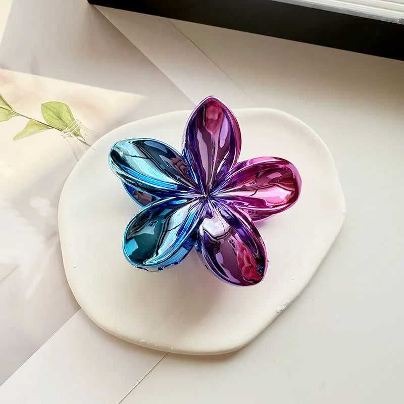 1/6/12pcs Sweet Gradient Colorful Flower Acrylic Hair Claw Clip Women Hairpin Summe additional angle