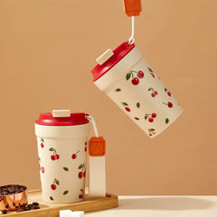 WORTHBUY Travel Portable Plastic Coffee Mug With Nylon Rope Student Leak Proof Water Cup Cold And He