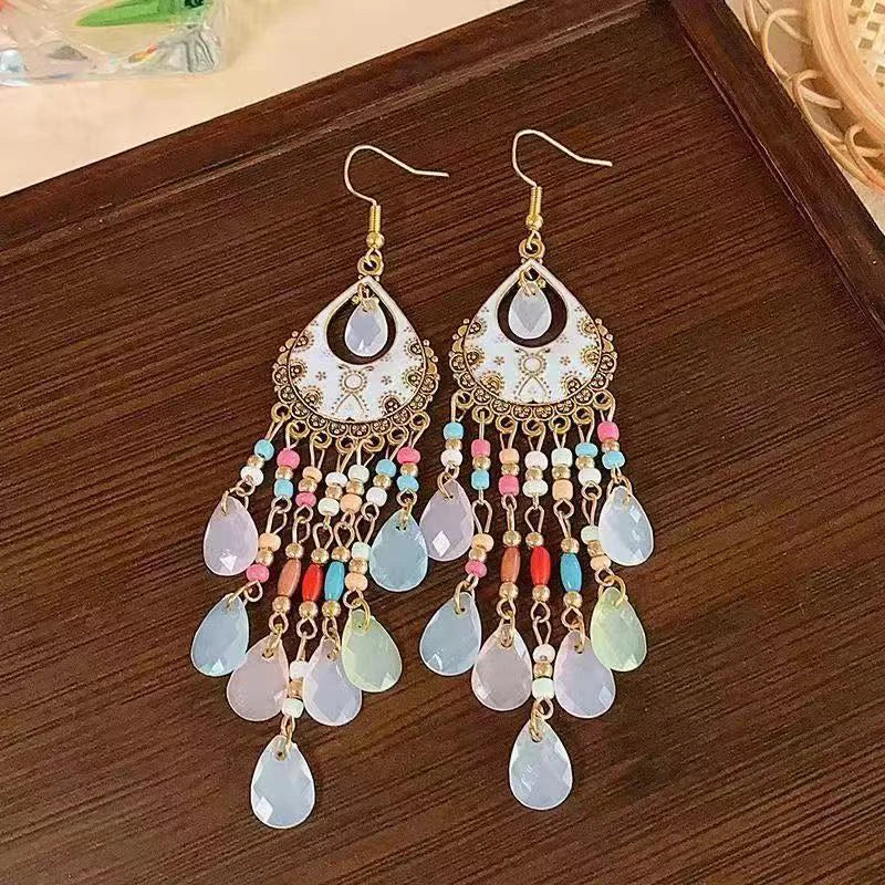 Cute Summer Flower Earrings Handmade Vacation Bohemian Earrings Exaggerated Beach Wom alternate view