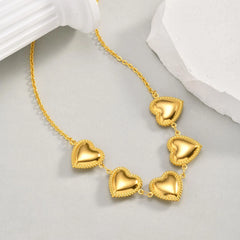 Waterproof Stainless Steel Heart Statement Necklace for Women, Non Tarnish 18k Gold Plat detail view