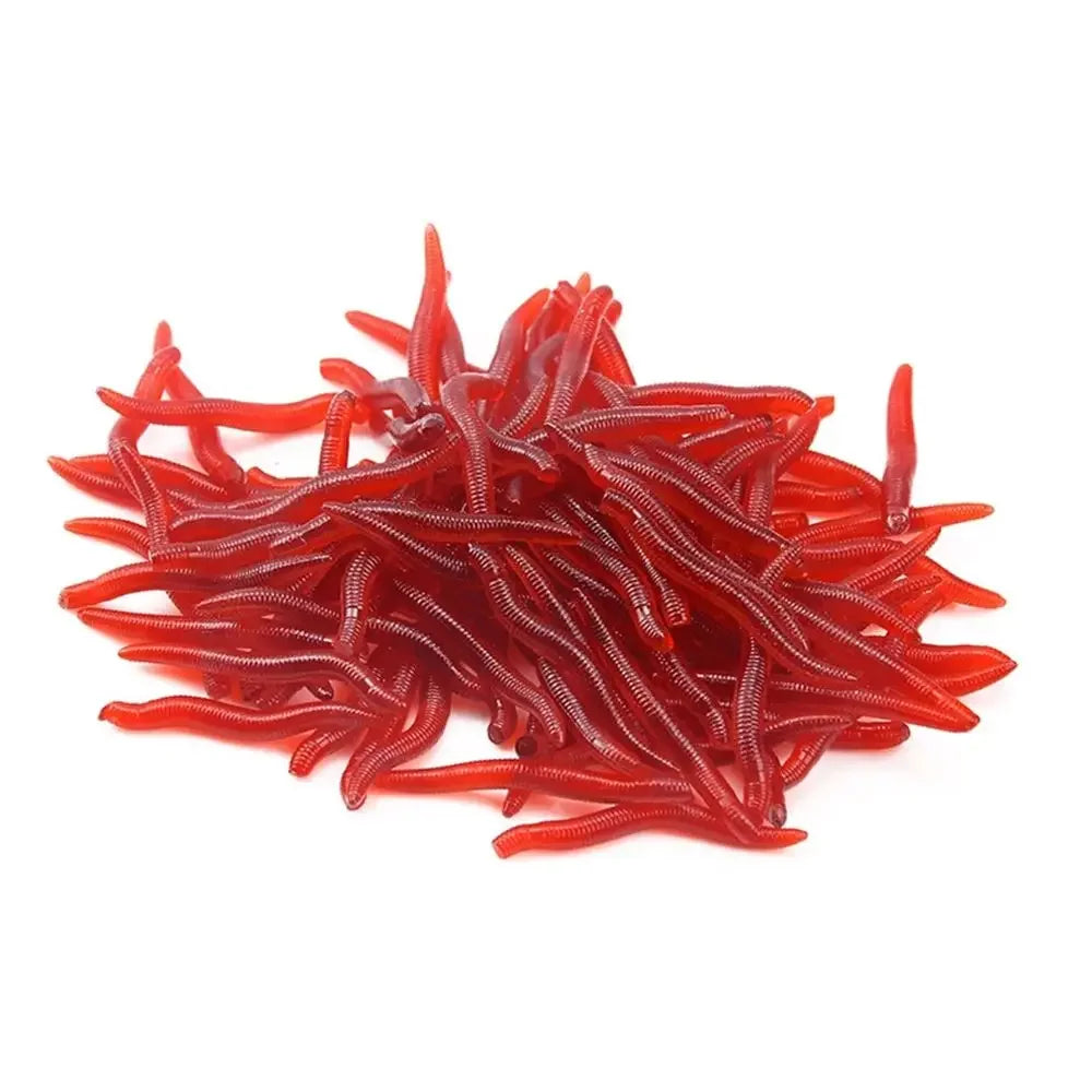 100pcs/Bottle Realistic Tackle Soft Lure Bass Bream Bloodworm Fishing Lure Earthworm Wor detail view