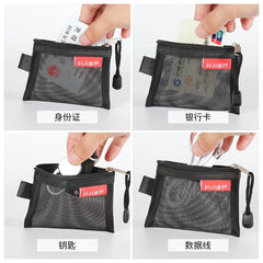 Mini Mesh Zipper Card Pouch | Transparent ID and Credit Card Storage Bag detail view