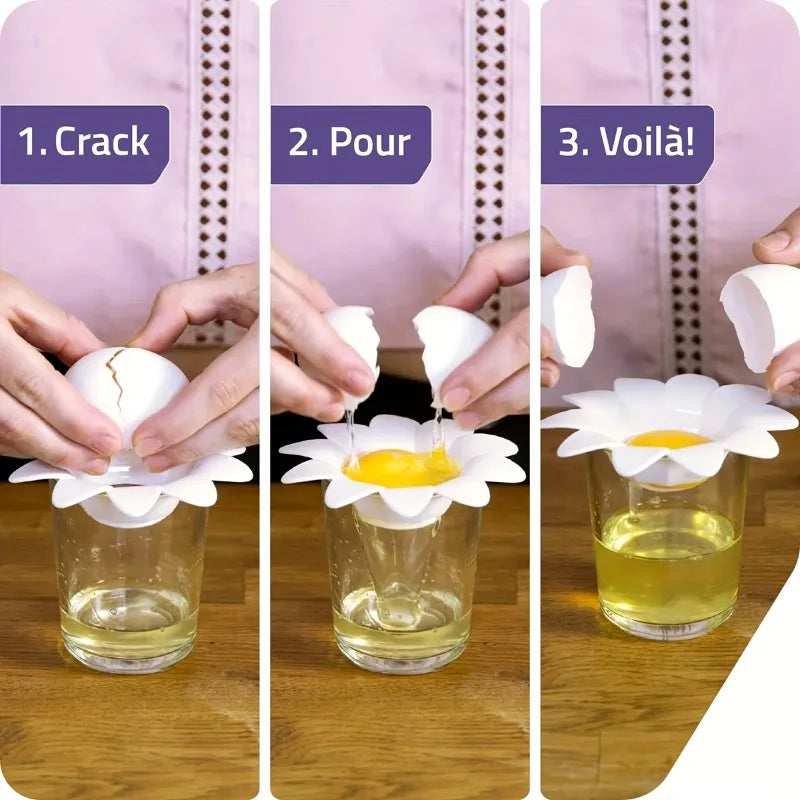 1pc/ Cute Flower Design Egg White Yolk Separator Kitchen Gadgets Baking Tools Egg E additional angle