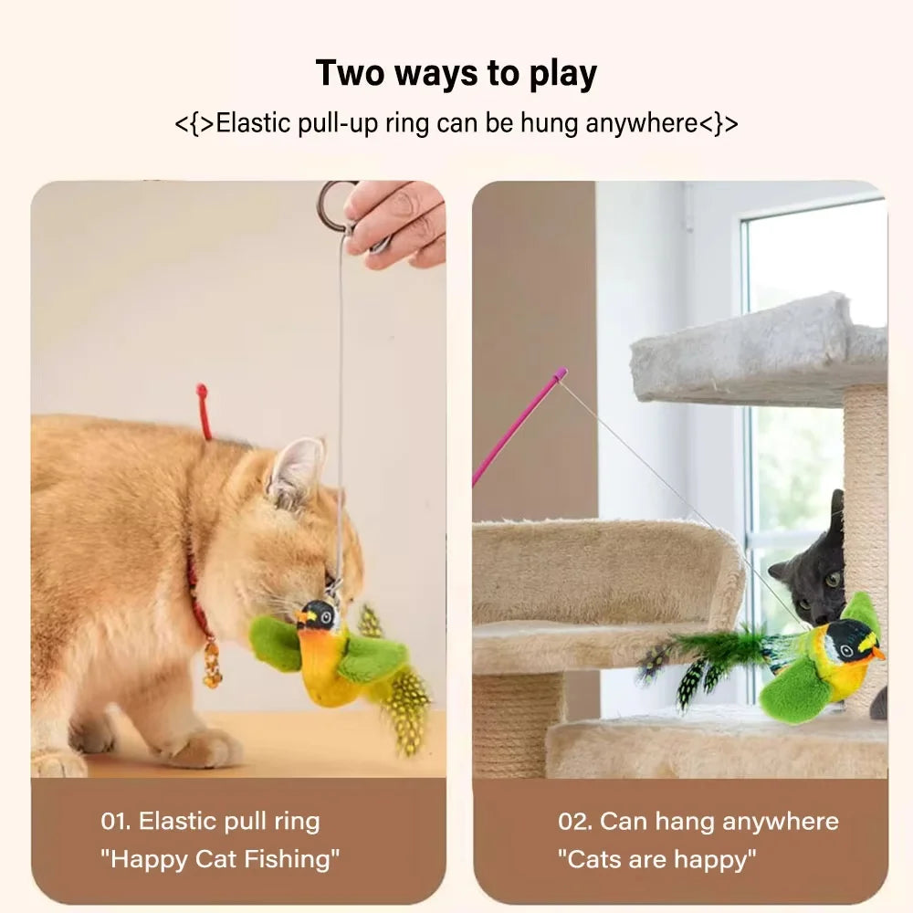 Interactive Cat Toy with Realistic Bird Sound | Plush Chirping Bird Catnip Toy for Ca lifestyle view