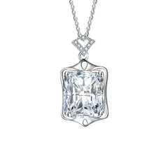 925 Sterling Silver Necklace Rectangular Zircon Pendant Necklace Women Fashion Simple close-up view