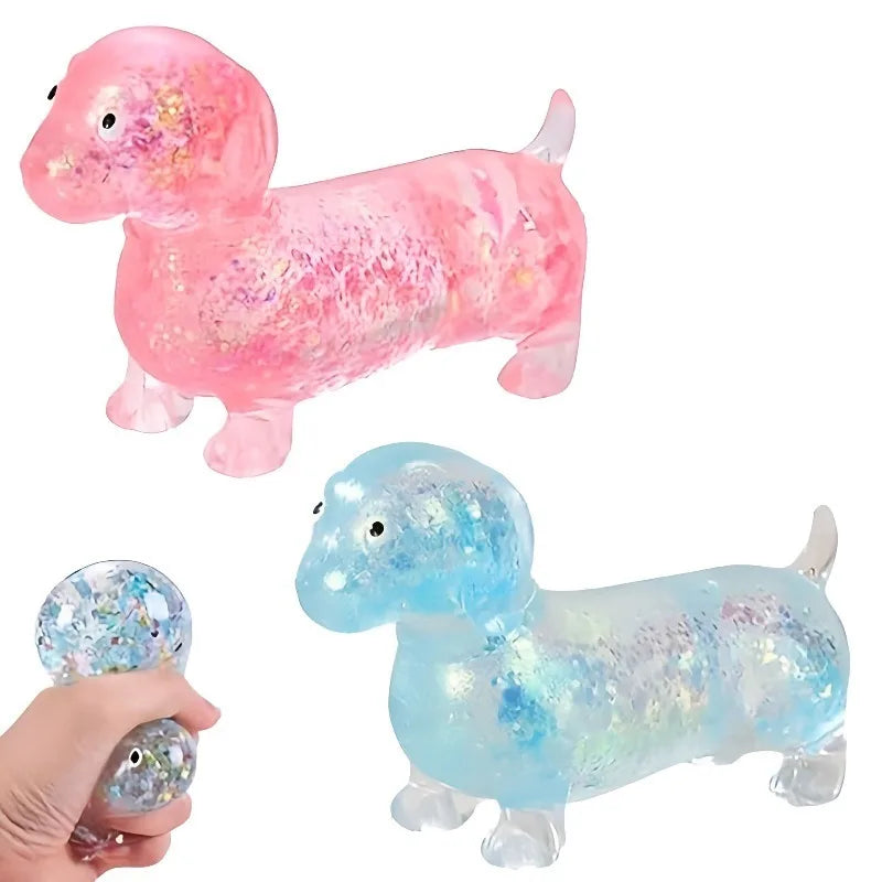 Sparkling Powder Sausage Dog Fidget Squishes Pinch Soft Maltose Texture Stress Reli additional angle