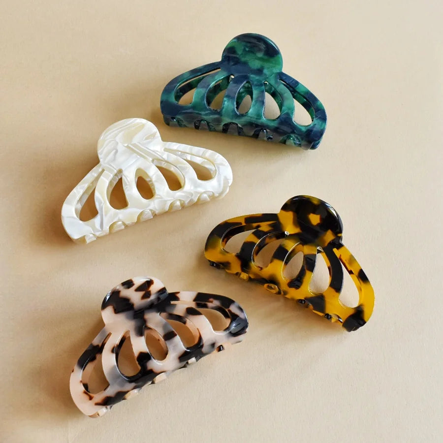 1PC Women's Acetate Hollow Claw Premium Hair Accessories Back Head Bun Shark Clip Non-Slip Hair Clip Holiday Gift Casual