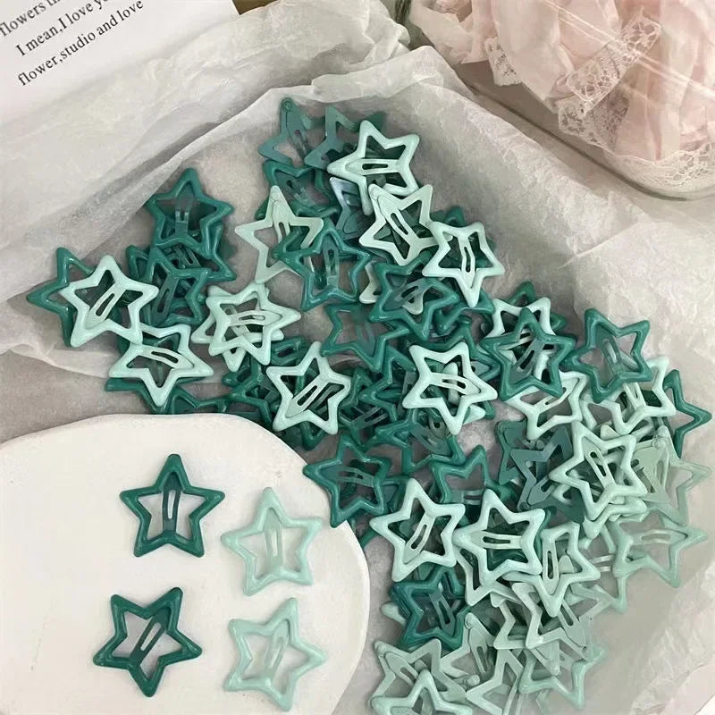 Colorful Kawaii Star Barrettes Y2K Spicy Girls BB Solid Star Hairclips Metal Snap Clip Headdress Hair Jewelry Gifts Wholesale