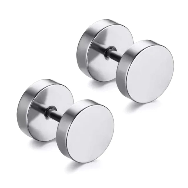 1 Pairs Punk Gothic Stainless Steel Stud Earring Cross Round Fake Ear Taper Dumbbel additional angle