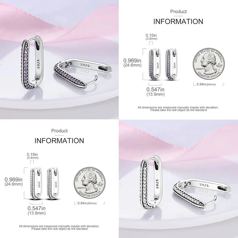 Hot Classic Original 925 Sterling Silver Earrings Colorful Circle Hoop Earrings For W alternate view