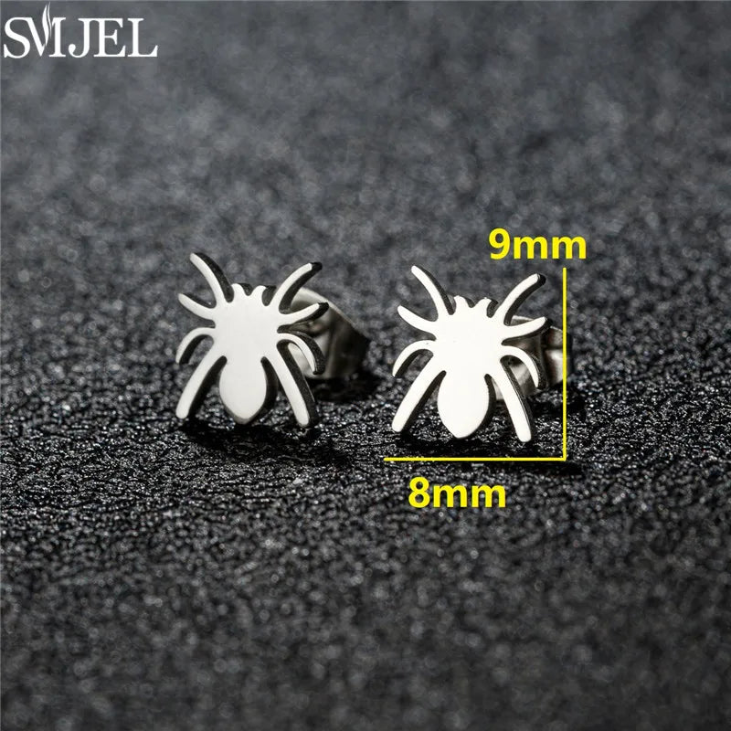 Punk Halloween Earring Black Stainless Steel Ghost Pirate Skull Stud Earrings Women additional angle