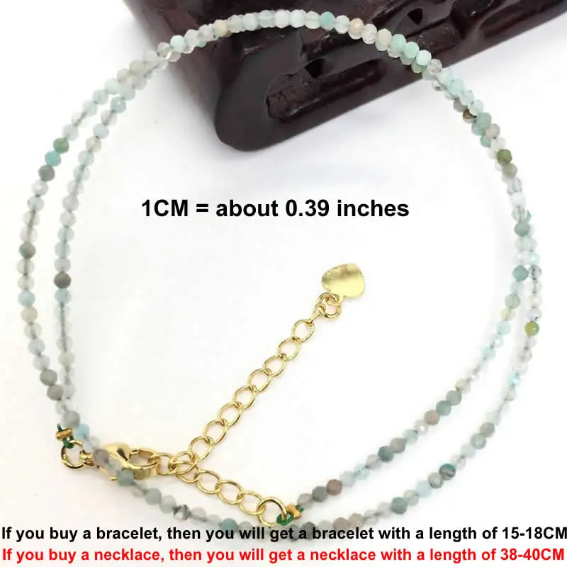 Faceted Gemstone Beaded Necklace and Bracelet Set | Natural Crystal Choker Jewelry fo alternate view